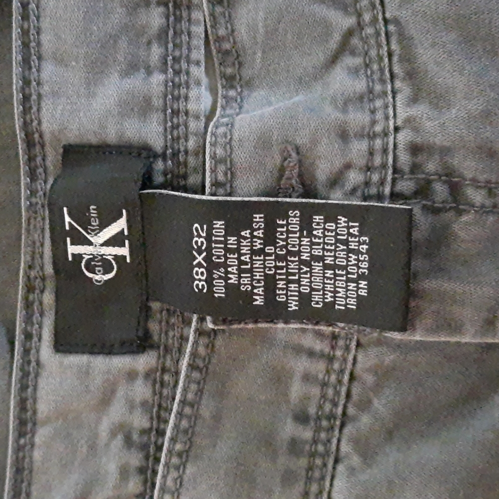 CK Calvin Klein 100% Cotton Men's Flat Front Dark Gray Wash Chino Pant 36x32 - Picture 16 of 16